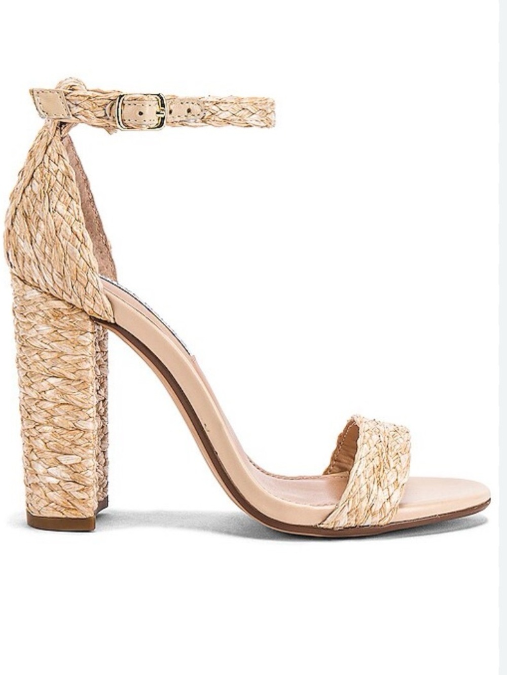 Steve Madden Carrson Raffia Block Heel Sandals Size 10 Natural Woven Ankle Strap